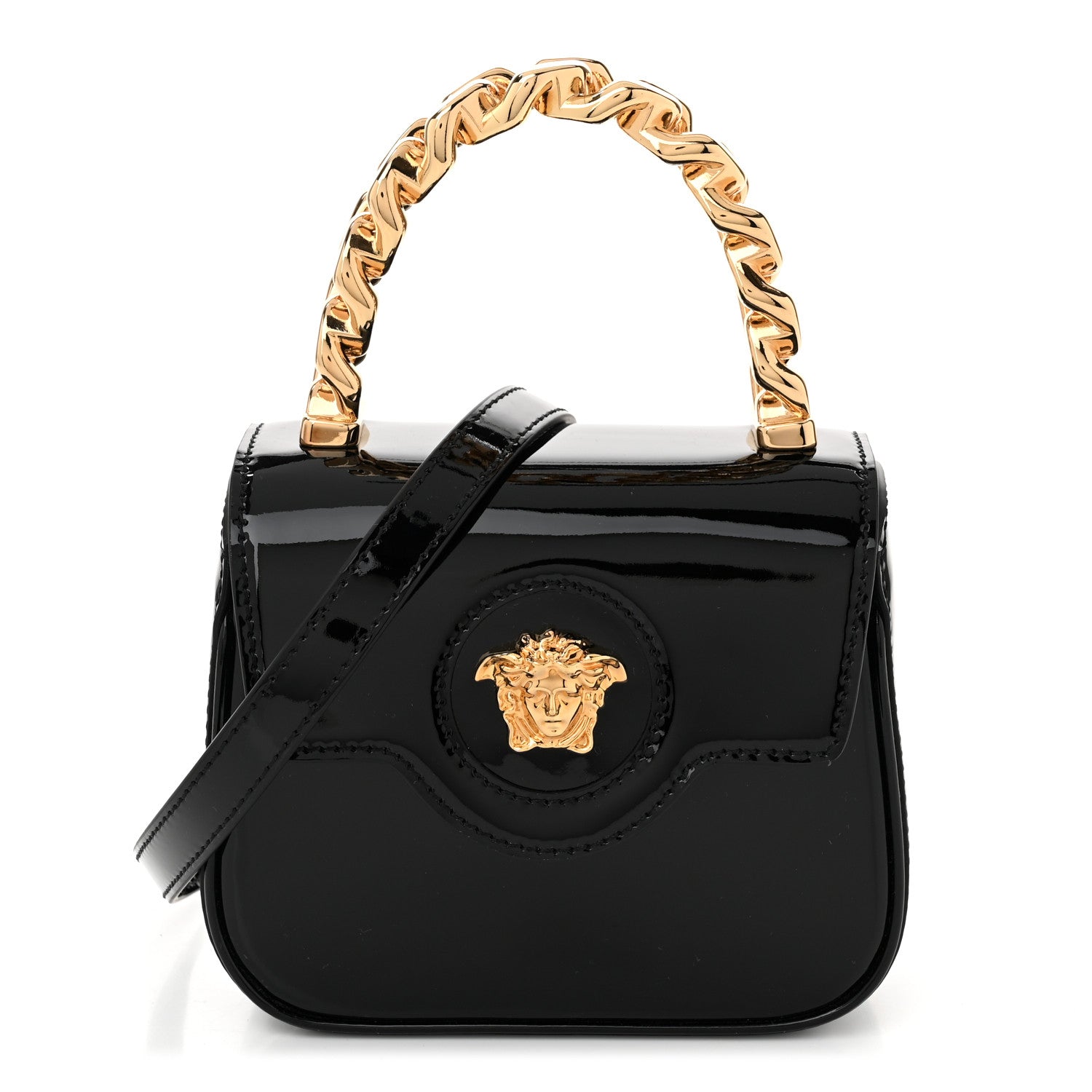 Versace Patent Mini La Medusa Bag Black 1 of 9