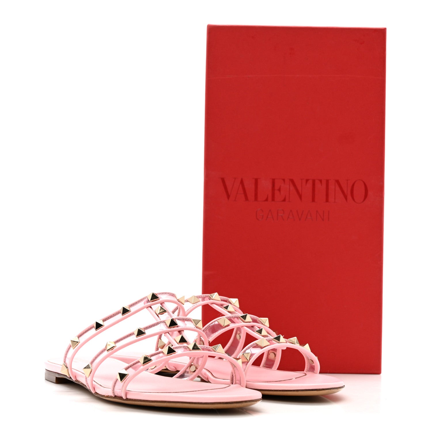 Valentino Garavani Rockstud PVC Caged Flat Slide Sandals 39.5  Pink 10 of 10