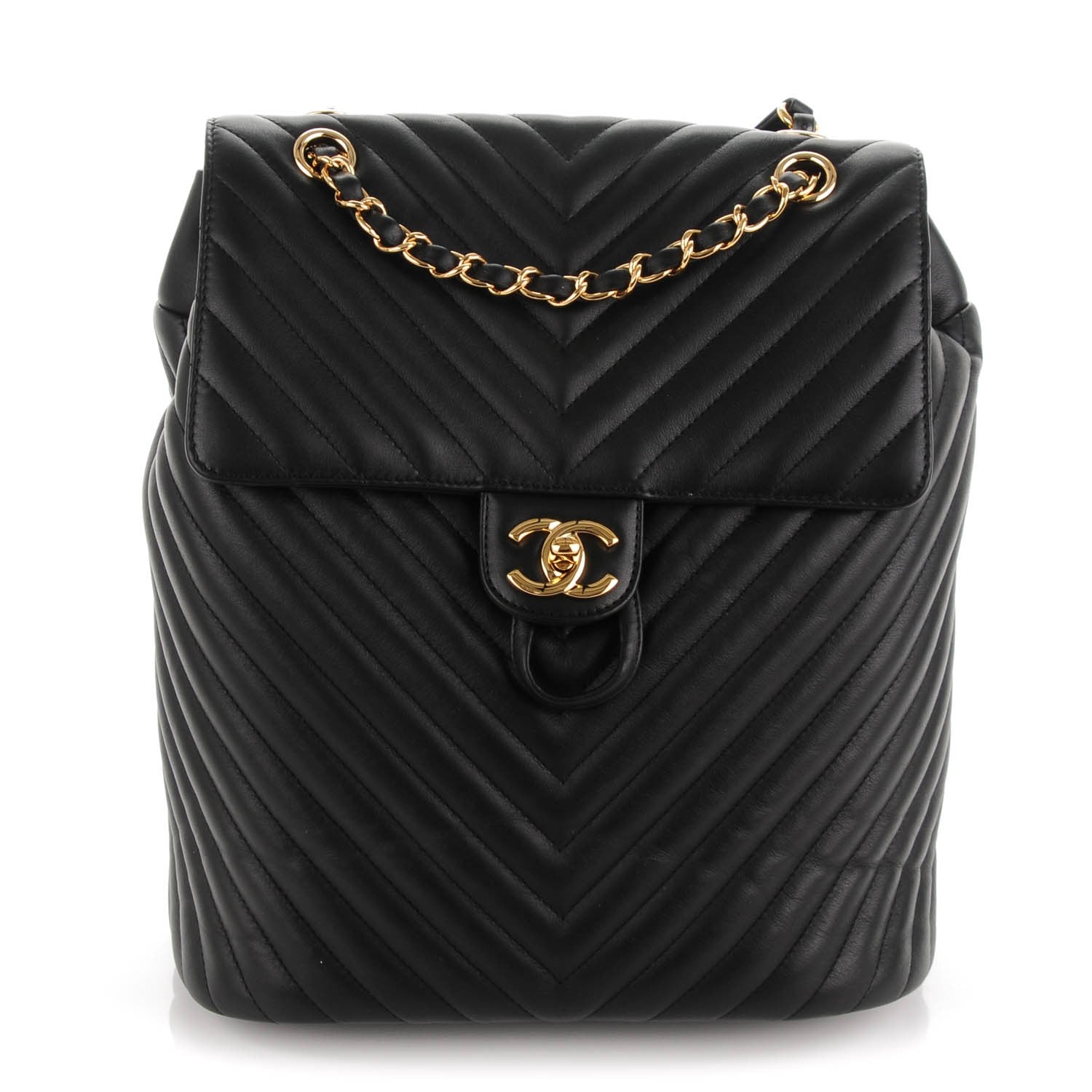 Chanel Calfskin Chevron Quilted Large Urban Spirit Backpack Black 1 of 7