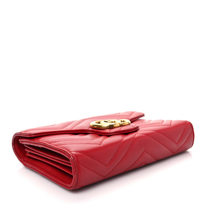 Gucci Calfskin Matelasse GG Marmont Chain Wallet Hibiscus Red 4 of 7