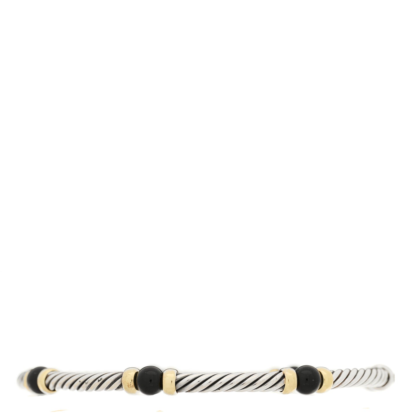 Sterling Silver 14K Yellow Gold Onyx 3mm Metro Link Bracelet