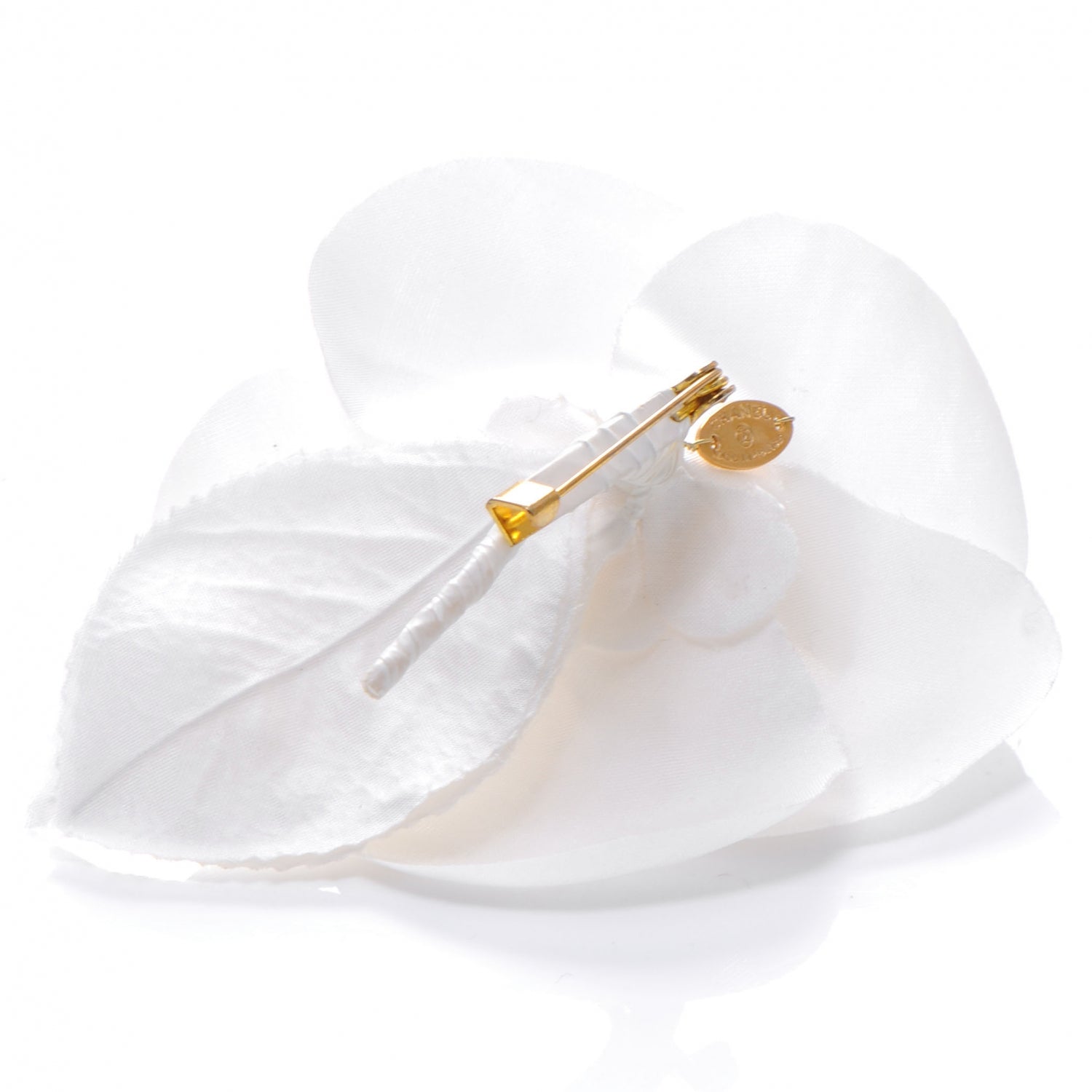 Chanel Satin Camellia Pin Brooch Ivory 3 of 4