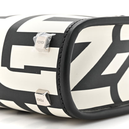 Fendi X MARC JACOBS Vitello King Plexiglass Logo Print Mini Fendi Sunshine Shopper Tote Black White 8 of 9