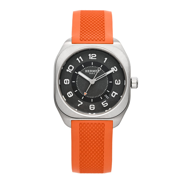 Hermes Titanium Rubber 39mm H08 Automatic Watch Orange 1887376