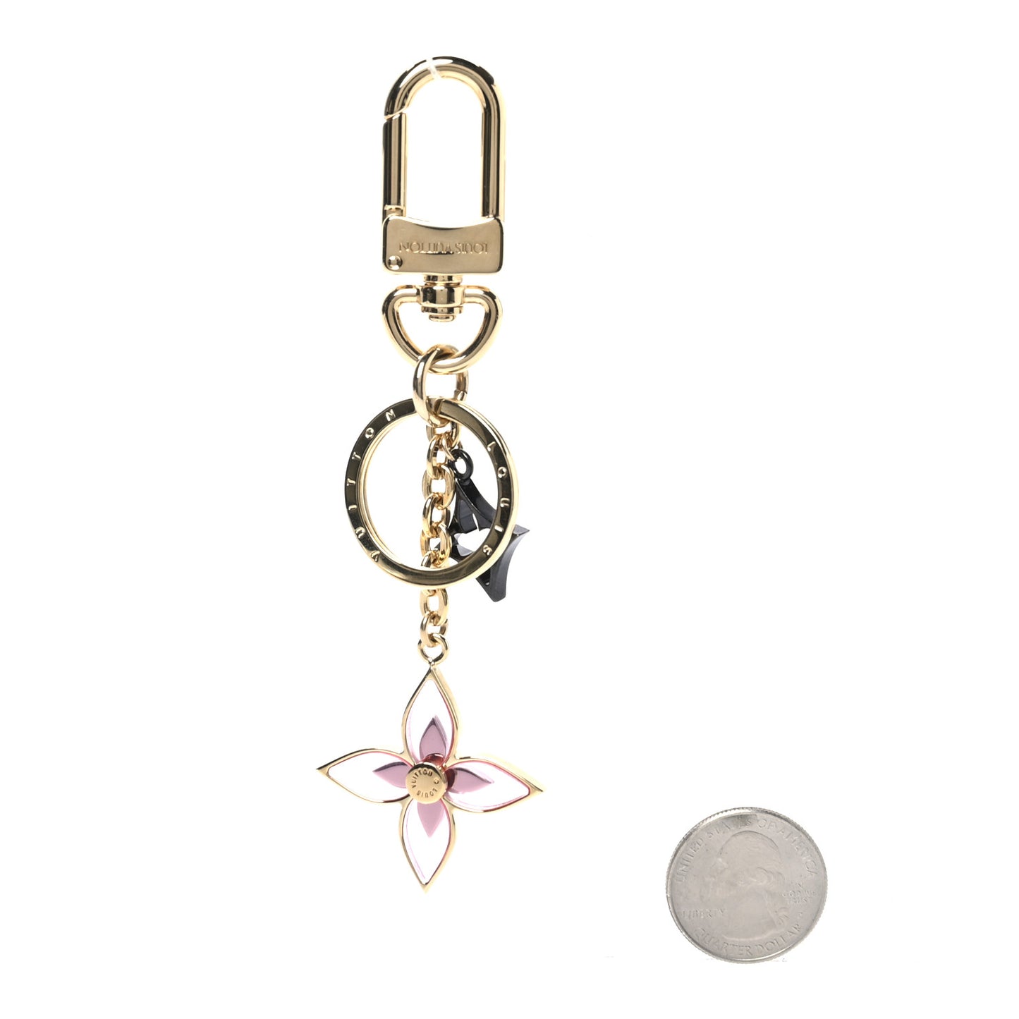 Monogram Blooming Flowers BB Bag Charm Key Holder Dore