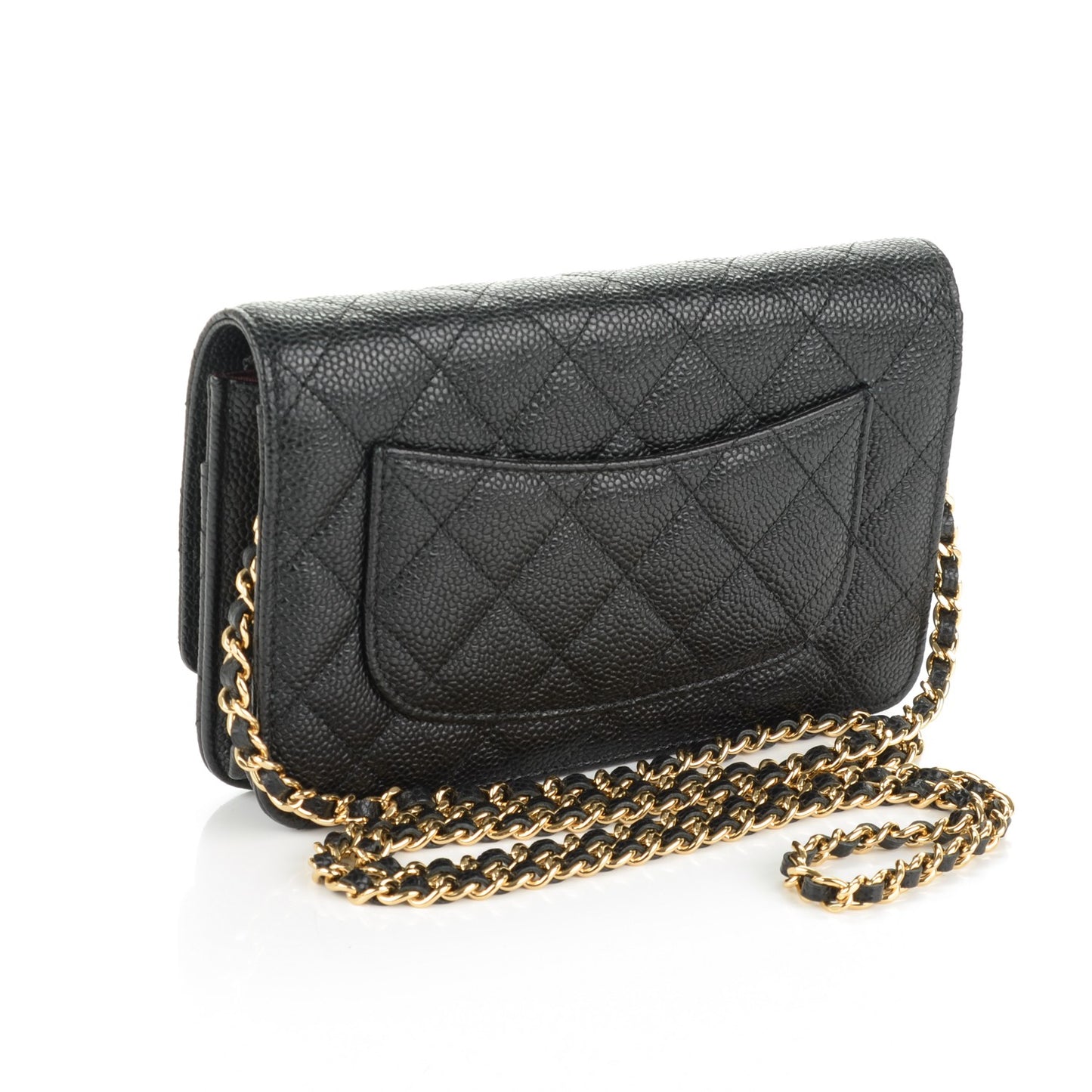 Caviar Quilted Wallet On Chain WOC Black