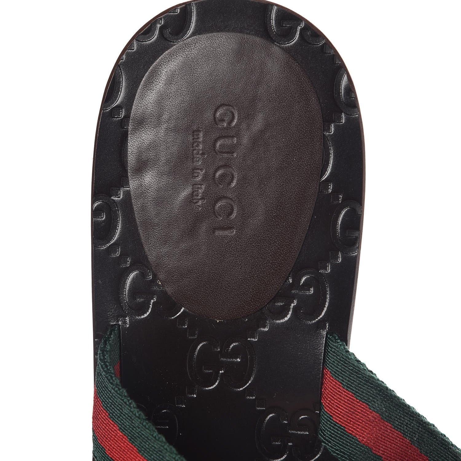 Gucci Nylon Guccissima Web Womens Thong Sandals 38.5 Green Red Cocoa 7 of 8