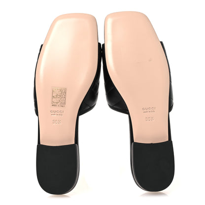 Gucci Nappa Matelasse GG Marmont Flat Slide Sandals 36.5 Black 7 of 11