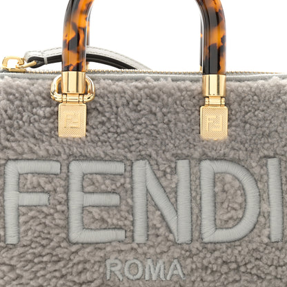 Fendi Sheepskin Vitello King Plexiglass Logo Embroidered Mini By The Way Top Handle Boston Ghiaccio 8 of 12
