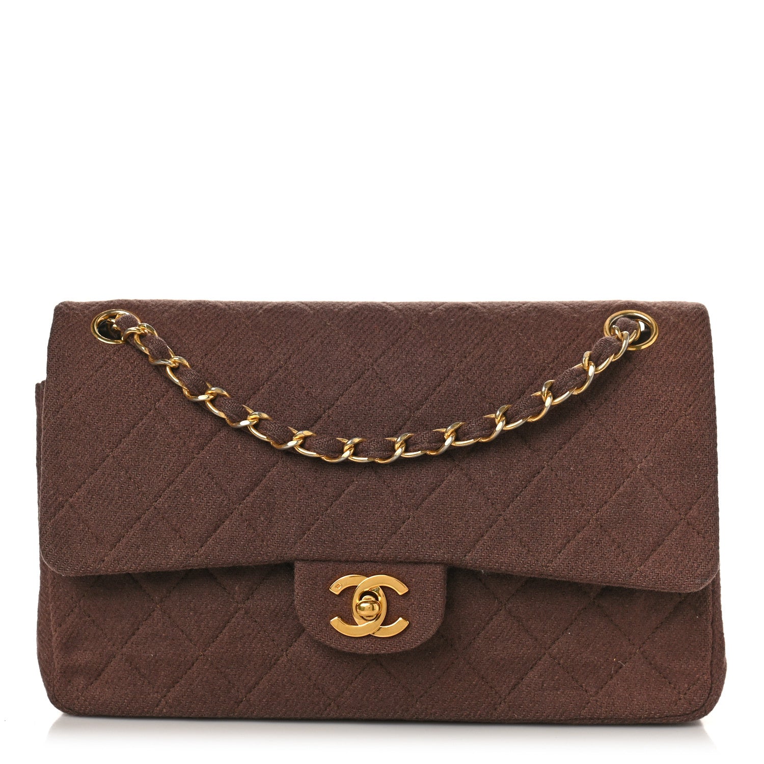 Chanel Jersey Quilted Small Double Flap Brown 1 of 9