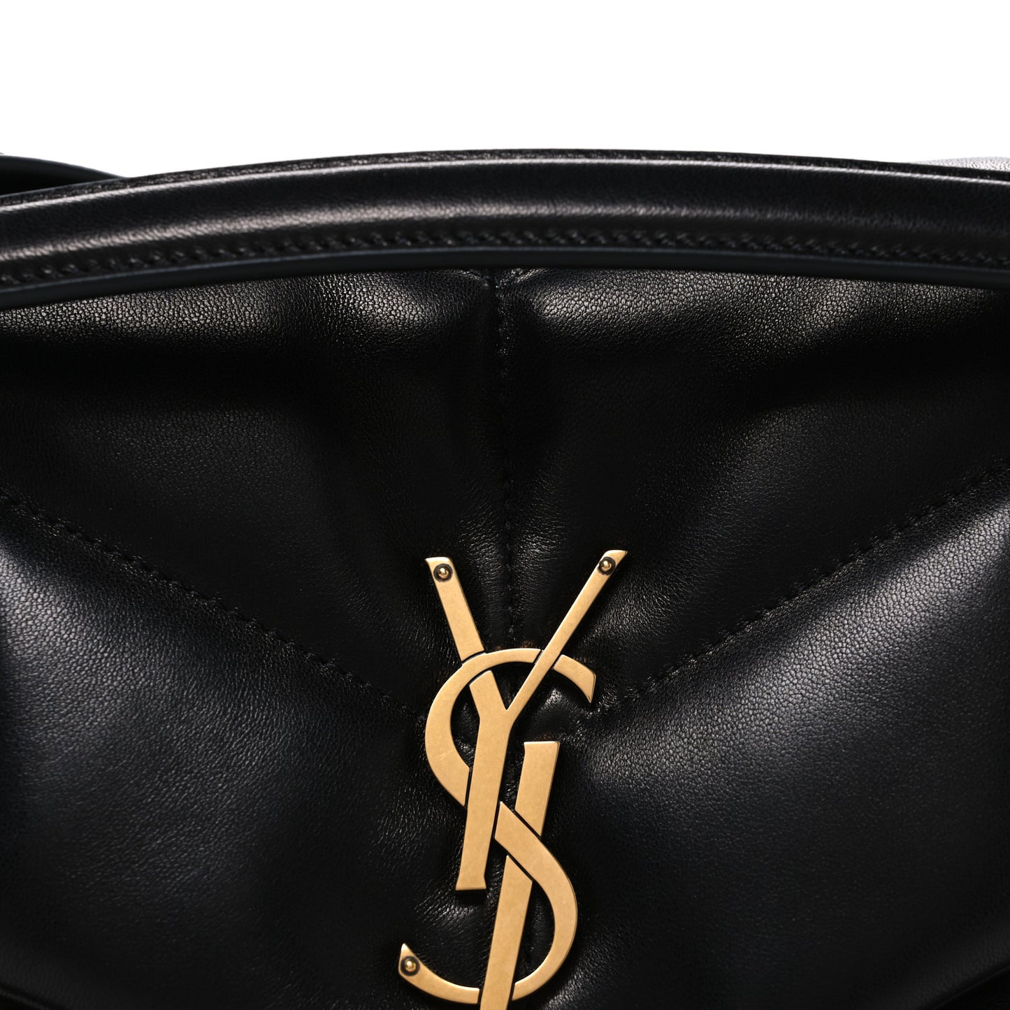 Lambskin Quilted Medium Loulou Puffer Monogram Chain Satchel Black