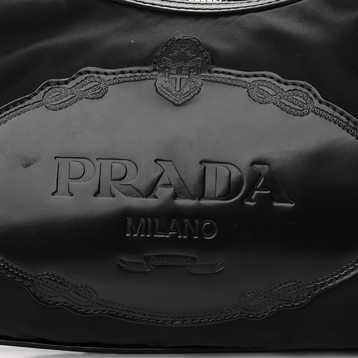 Prada Tessuto Nylon Calfskin Logo Shoulder Bag Black 8 of 11