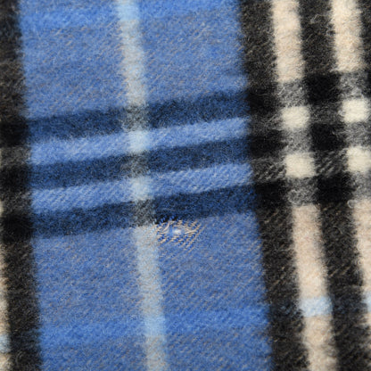 Burberry Cashmere Vintage Check Fringe Scarf Blue 5 of 5