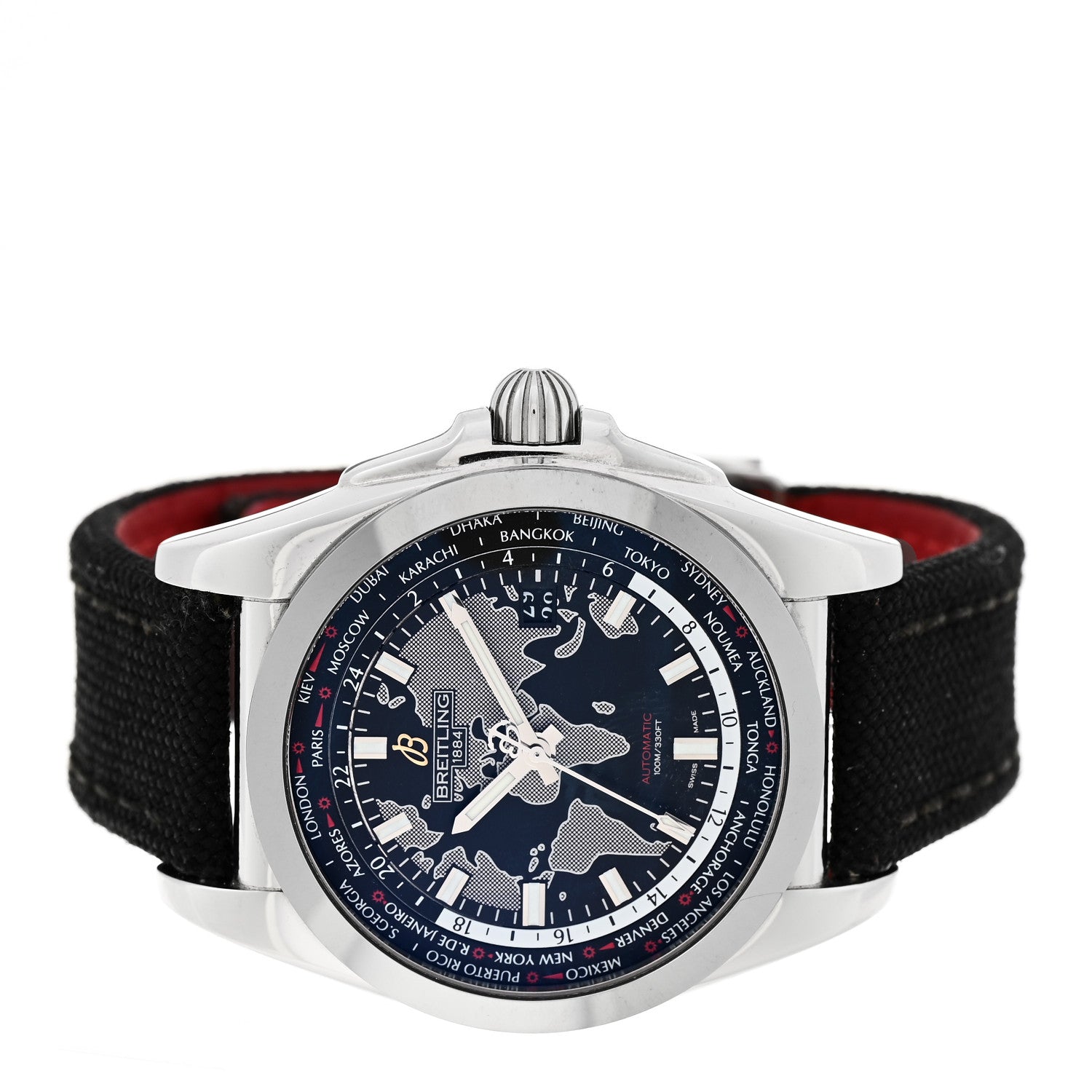 Breitling Stainless Steel Fabric 44mm Galactic Unitime Automtic Watch Black WB3510 2 of 5