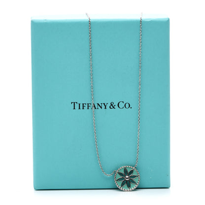 Tiffany Sterling Silver Enamel Daisy Pendant Necklace Blue 6 of 6