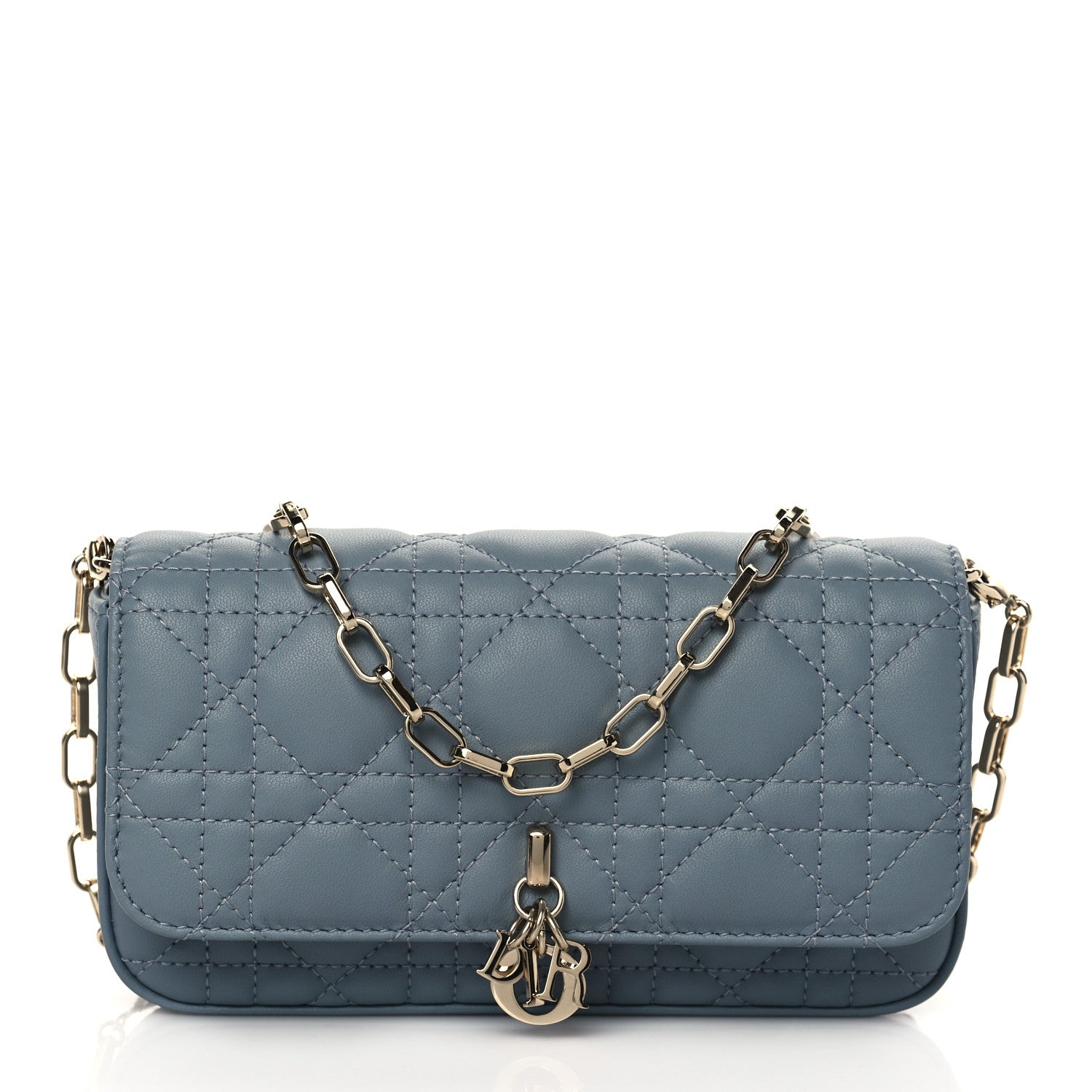 Christian Dior Lambskin Cannage Dior Talk Phone Pouch Cloud Blue 1 of 10