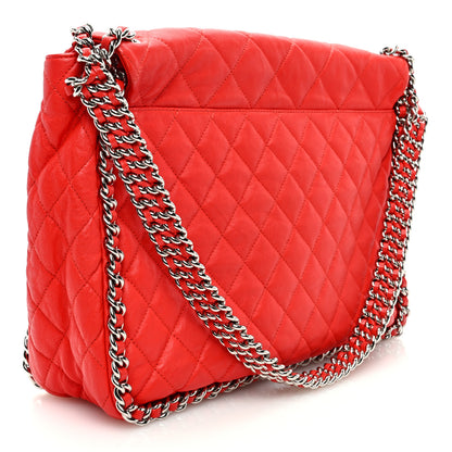 Chanel Washed Lambskin Quilted Maxi Chain Around Flap Red 3 of 11