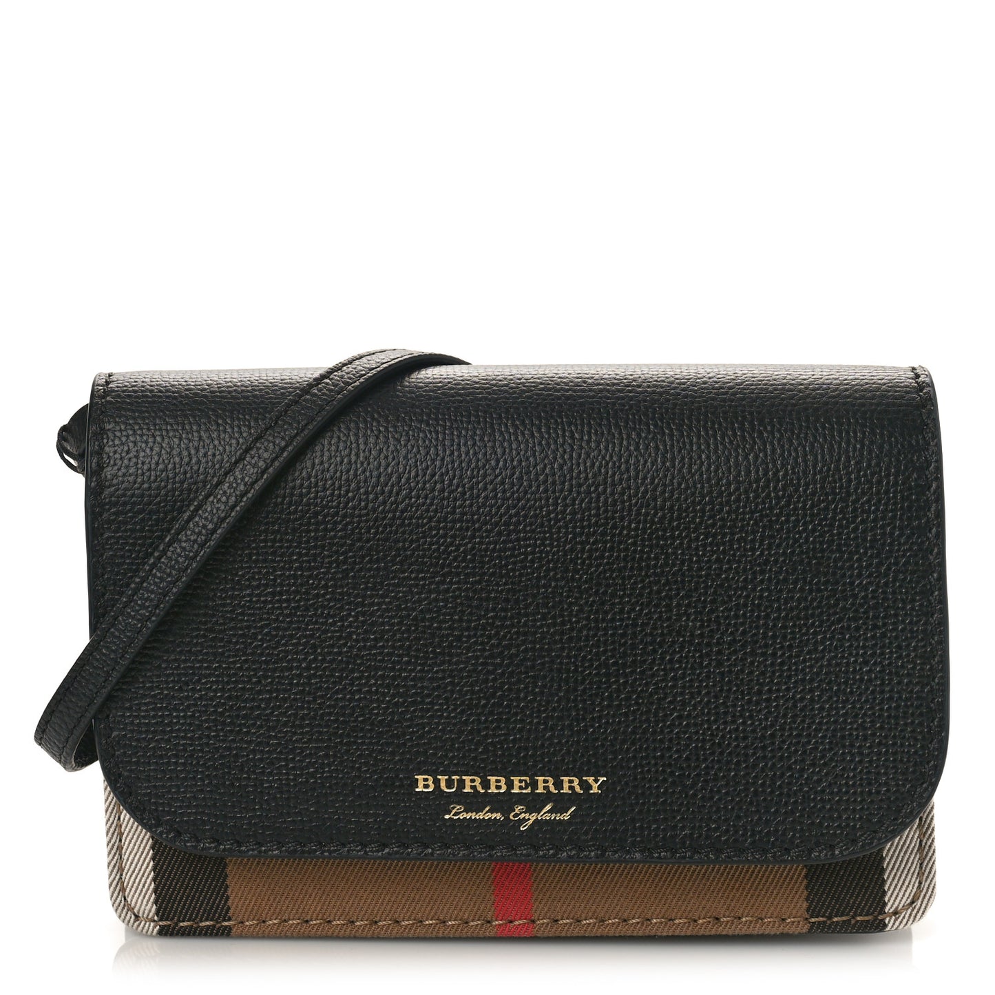 Derby Calfskin House Check Wallet On Chain Black