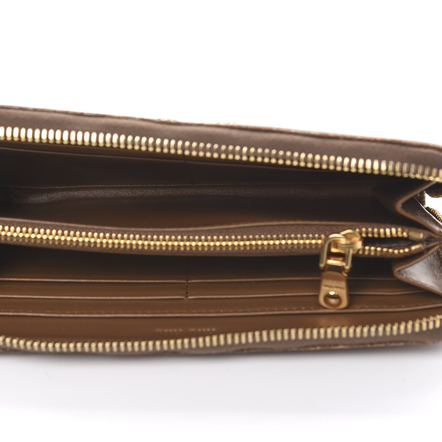 Miu Miu Vernice Crocodile Embossed Calfskin Zip Around Wallet Tobacco 5 of 9