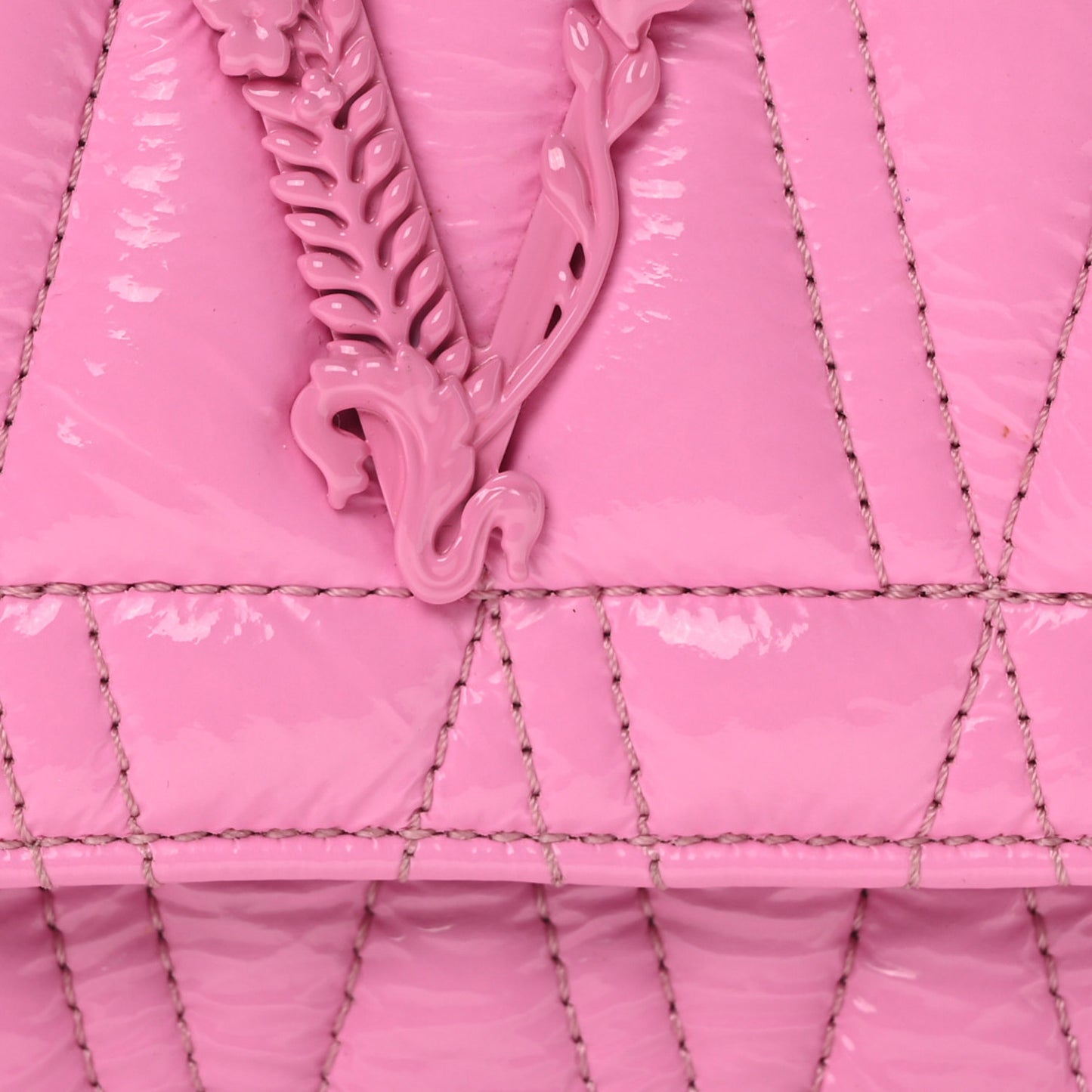 Patent Quilted Virtus Tonal Evening Bag Pink