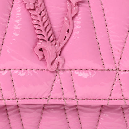 Versace Patent Quilted Virtus Tonal Evening Bag Pink 8 of 10