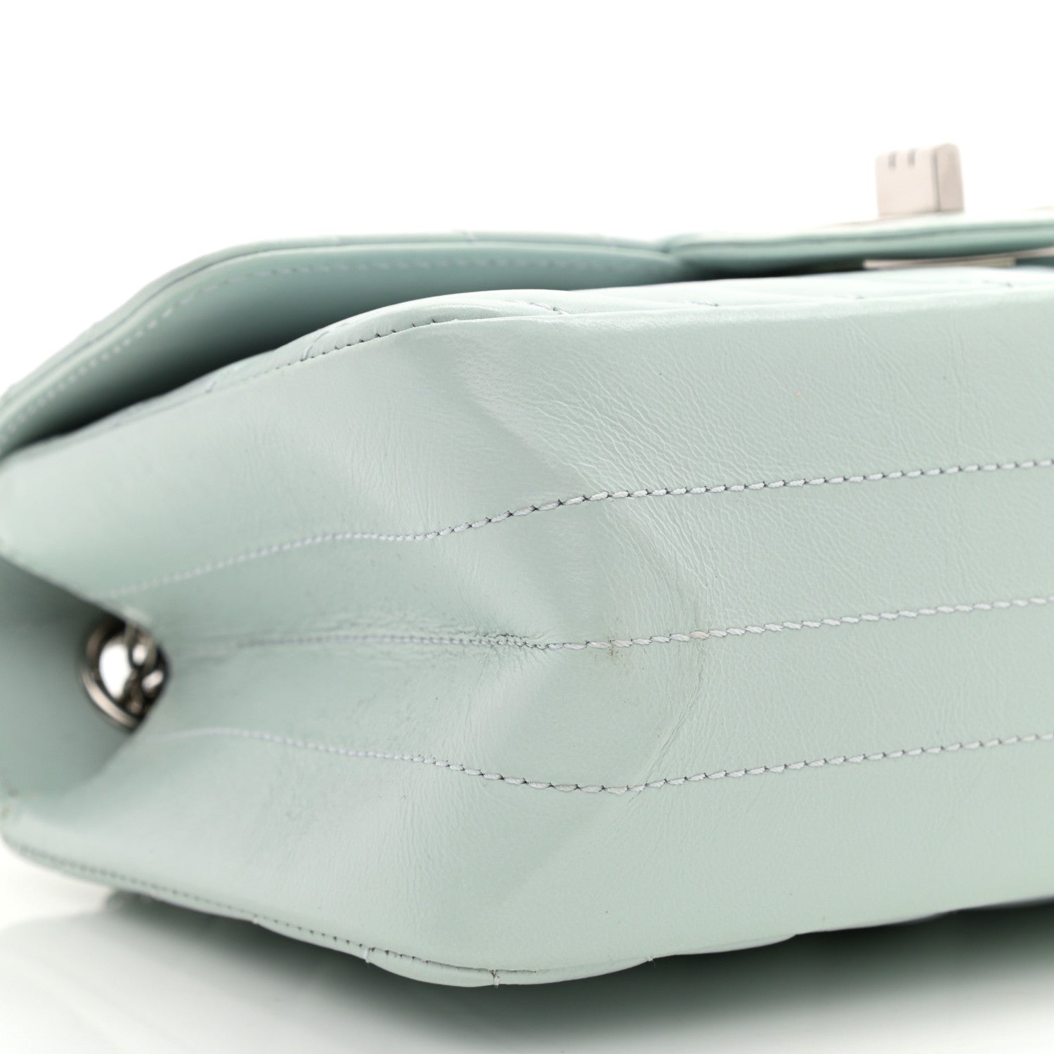 Chanel Aged Calfskin Chevron Quilted 2.55 Reissue Mini Flap Light Blue 9 of 10