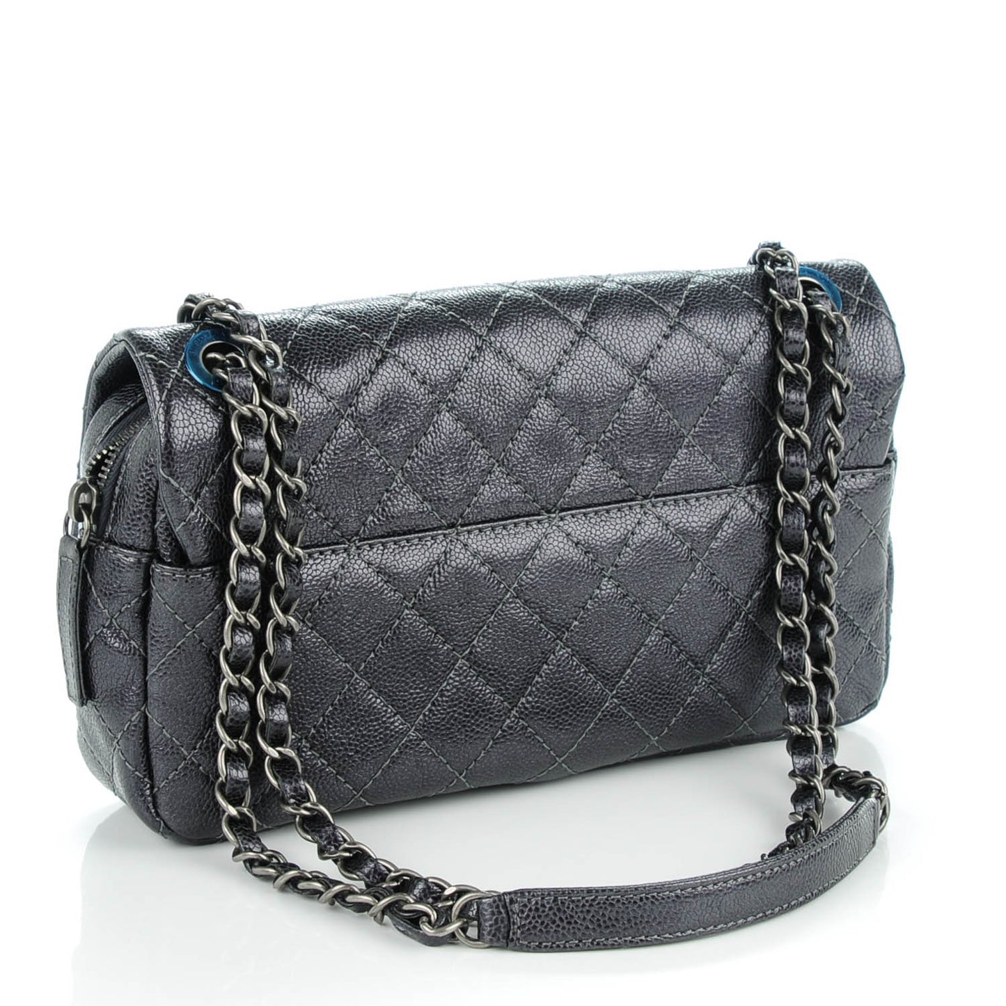 Caviar Quilted Jumbo Easy Flap Argent
