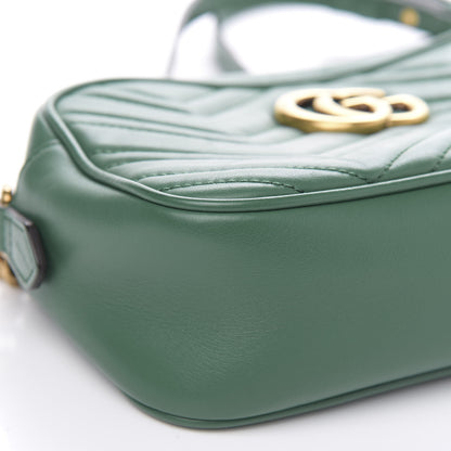 Gucci Calfskin Matelasse Small GG Marmont Chain Shoulder Bag Emerald Green 10 of 11
