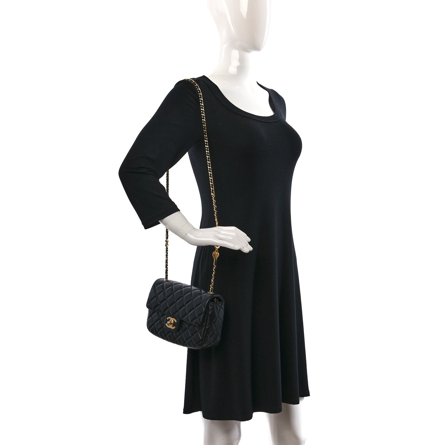 Chanel Lambskin Enamel Quilted Small Coco Hearts Flap Black 3 of 9