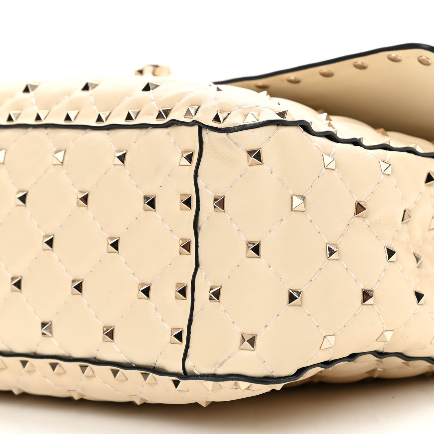 Nappa Maxi Rockstud Spike Shoulder Bag Light Ivory