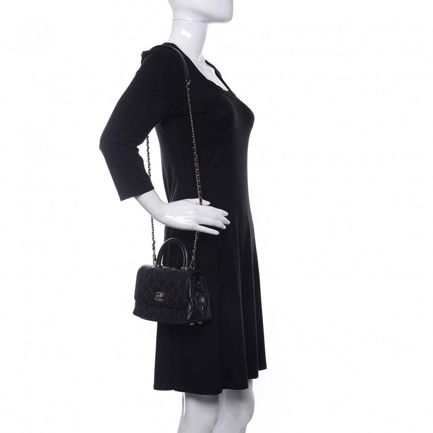 Caviar Quilted Extra Mini Coco Handle Flap Black