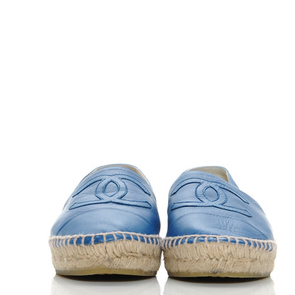 Chanel Lambskin CC Espadrilles 35 Blue 2 of 10