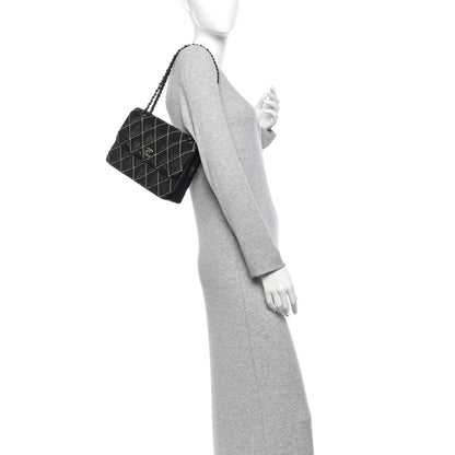 Chanel Calfskin Wild Stitch Jumbo Flap Black 2 of 12