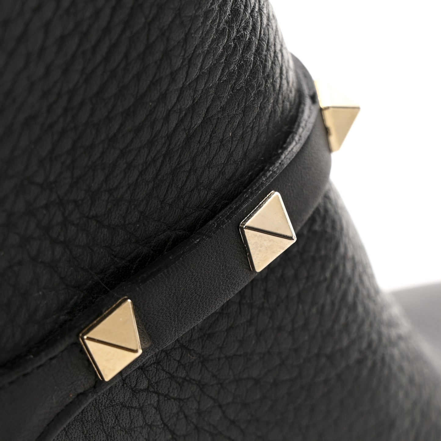 Pebbled Calfskin Rockstud Double Buckle 65mm Ankle Boots 37.5 Black