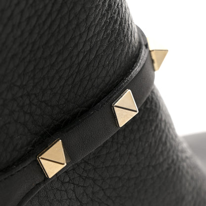 Valentino Garavani Pebbled Calfskin Rockstud Double Buckle 65mm Ankle Boots 37.5 Black 9 of 10