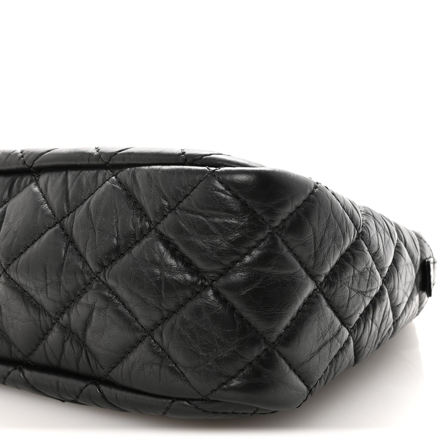 Aged Calfskin Quilted Large Reissue Camera Case Black