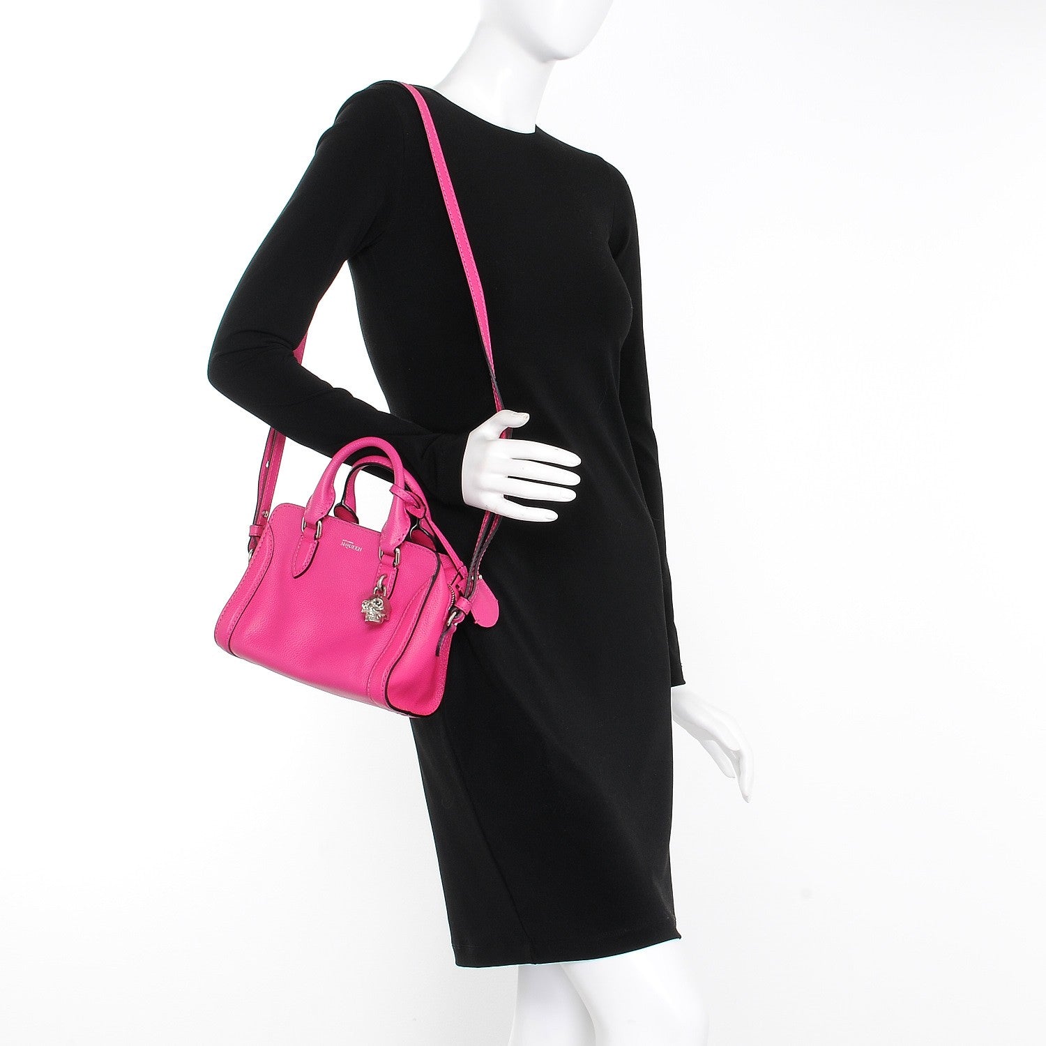 Alexander McQueen Grainy Calfskin Mini Padlock Zip Satchel Pink 2 of 7