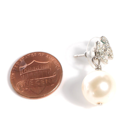 Chanel Crystal CC Pearl Dangle Earrings 2 of 4