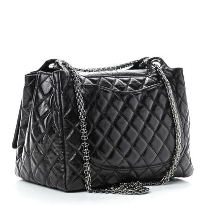 Chanel Metallic Aged Calfskin Quilted Reissue 2.55 Accordion Flap Black 3 of 9