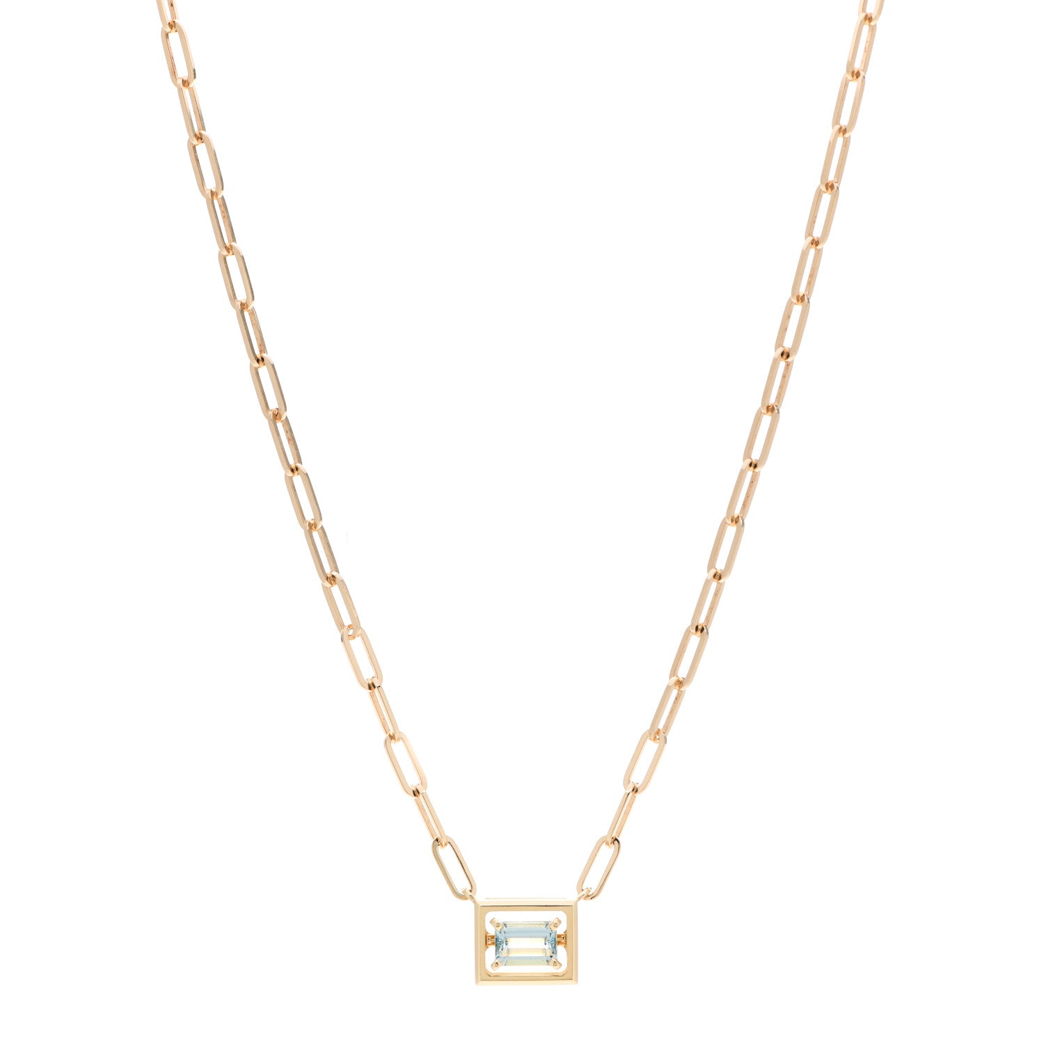 Tiffany 18K Yellow Gold Aquamarine Jewel Box Pendant Necklace 1 of 6