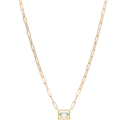 Tiffany 18K Yellow Gold Aquamarine Jewel Box Pendant Necklace 1 of 6