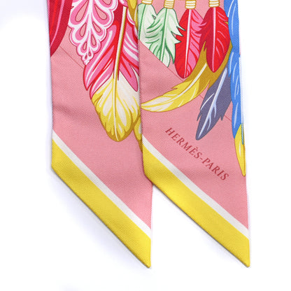 Hermes Silk La Danse Pacifique Twilly Vieux Rose Bleu Vert 2 of 4
