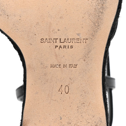 Saint Laurent Calfskin Cassandra Espadrille 105 Wedges 40 Black 6 of 9