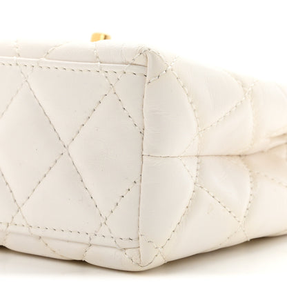 Chanel Shiny Aged Calfskin Quilted Nano Kelly Shopper White 10 of 10