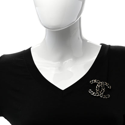 Chanel Lambskin Chain CC Brooch Black Gold 2 of 4
