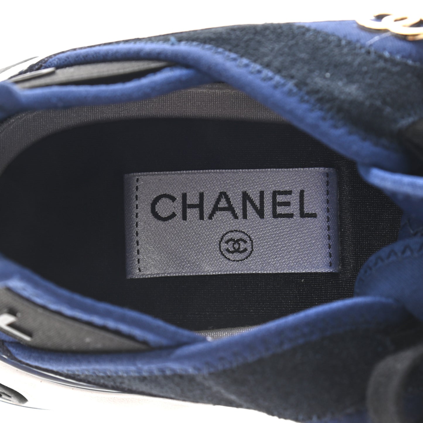 Suede Calfskin Mixed Fibers CC Sneakers 40 Navy