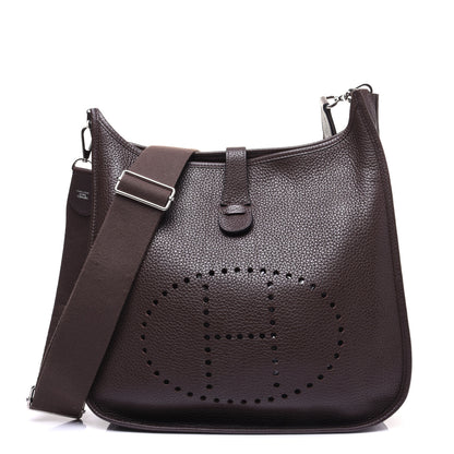 Hermes Taurillon Clemence Evelyne III GM Chocolate 1 of 11