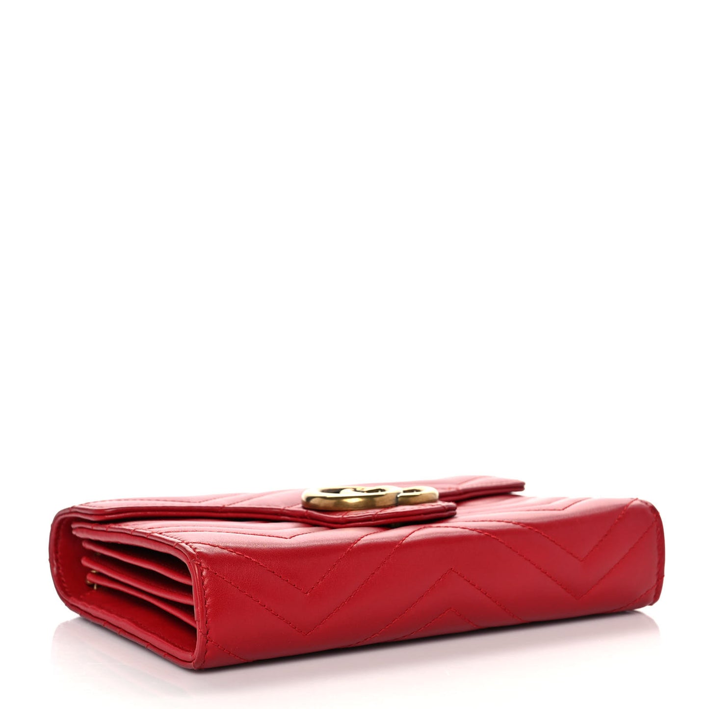 Calfskin Matelasse GG Marmont Chain Wallet Hibiscus Red