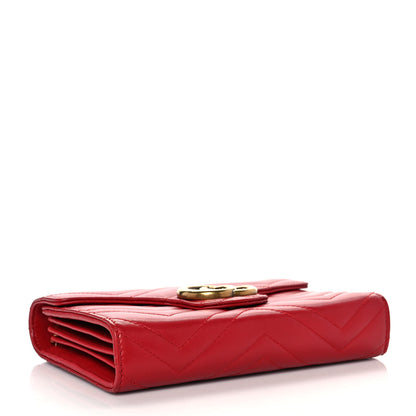 Gucci Calfskin Matelasse GG Marmont Chain Wallet Hibiscus Red 4 of 9