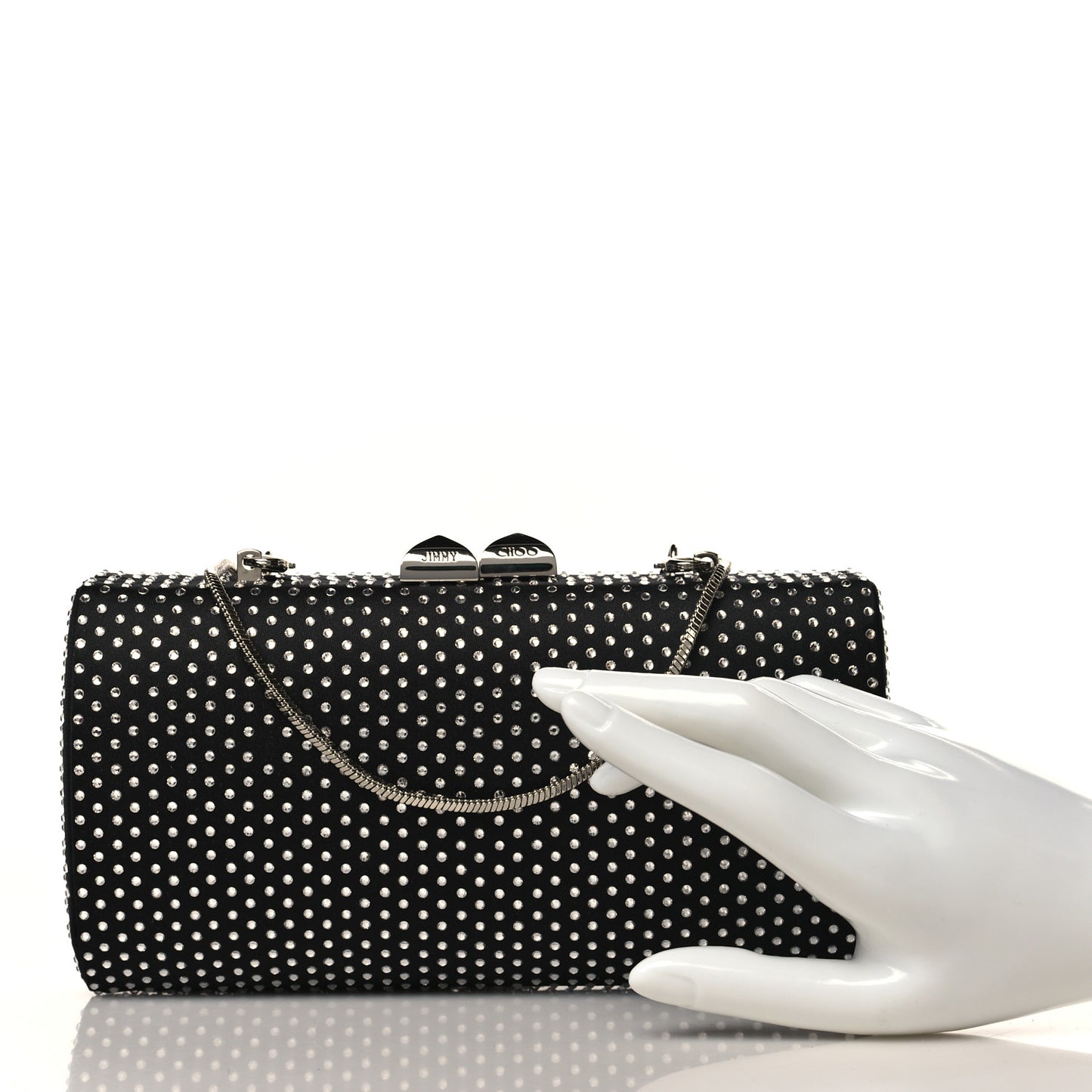 Satin Crystal Karlie Clutch Black
